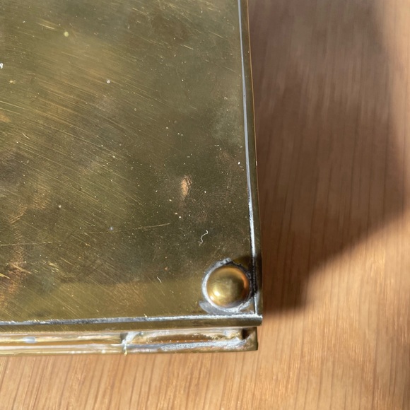 Vintage Abalone Shell and Brass Decorative Trinket Box with Rosewood Lining - Picture 11 of 11